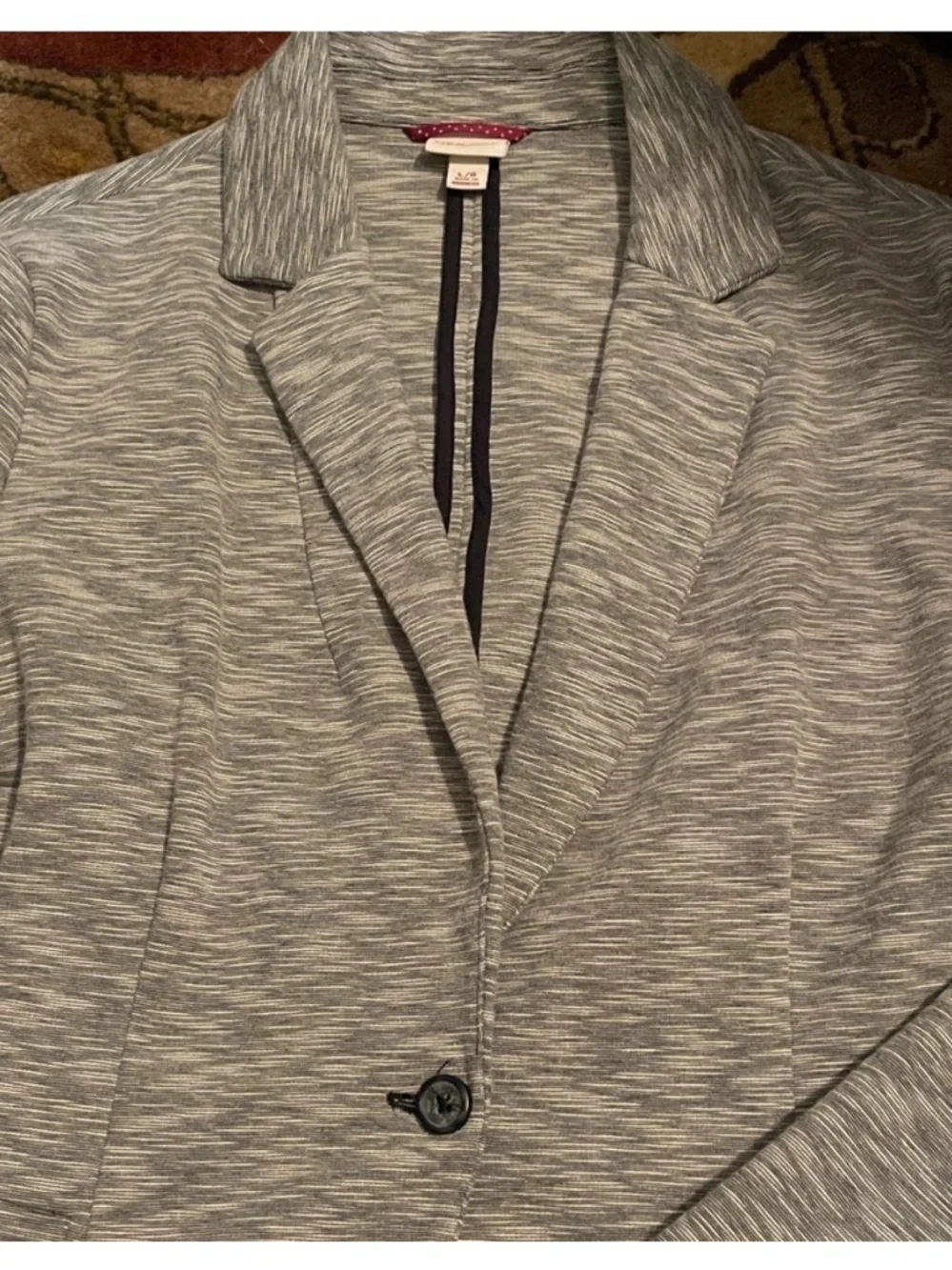 Merona  Gray &  White Single Button Collared notched lapel Blazer  Pockets SZ L